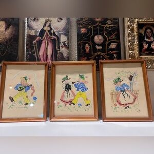 Euro Folk‎ Art Framed Paintings Vintage